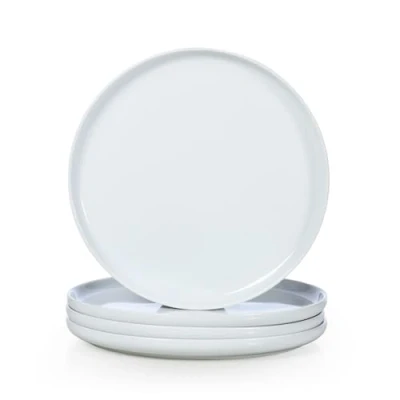 Imagen de WishDeco Juego de 4 Platos Llanos, Grandes Porcelana Φ25cm, Blancos para Pizza, Vajilla Ceramica Ensalada, Pasta, Filete, Bocadillo