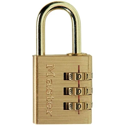 Imagen de Master Lock 630EURD Candado con Combinación Personalizable de Aluminio Macizo, Dorado, 6.5 x 3 1.5 cm
