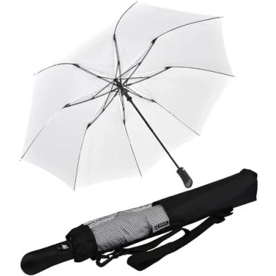 Imagen de iX brella Paraguas plegable XXL de fibra vidrio 124 cm con automático, blanco,