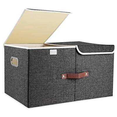 Imagen de TYEERS Caja de Almacenaje con Compartimentos Extra Grande, Tela, Plegable, Organizadora, 55x33x30 cm, Juego 1, Negro