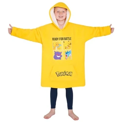 Imagen de Pokémon Sudadera Niño Manta con Capucha Talla Única, Batamanta Regalos Navidad (Amarillo)