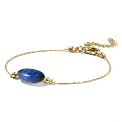 Imagen de PURAJA Pulsera de piedras preciosas Mujer Lapislazuli 18k chapado en oro auténtico Hecho a mano la suerte Valiente