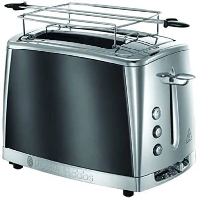 Imagen de Russell Hobbs Tostadora Luna Moonlight Grey 2 Ranuras Cortas y Anchas, Tostador para Rebanadas, Bandeja Recogemigas, Calientapanecillos, Función Cancelar Descongelar, Inox. Gris 23221 56