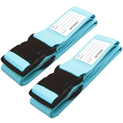 Imagen de OW Travel Correas para Maletas Seguridad Maleta Resistentes de Equipaje con Etiqueta Correa Accesorios Viaje Cinta (2 Azul)