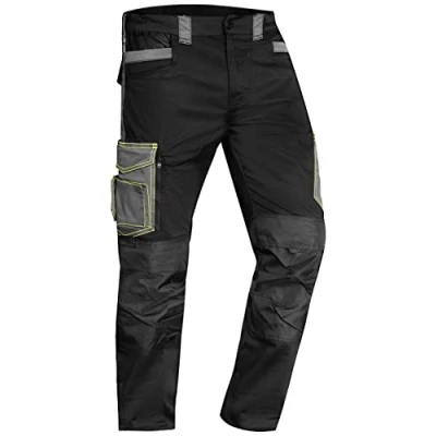 Imagen de ACE Genesis Pantalones de Trabajo para Hombres Cargo con Cintura Elástica Multibolsillos Negro 50