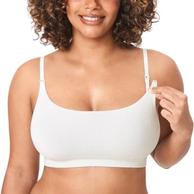Imagen de MOMANDA Sujetadores de Lactancia para Mujer Bralettes sin Costuras Sujetador Deportivo Inalámbrico Islanda Bianca XXL