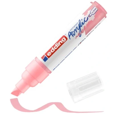 Imagen de edding 5000 marcador acrílico de trazo grueso rosa 1 rotulador resistente al agua punta biselada ancha 5 10 mm pintura acrílica para lienzo, papel kraft, madera y piedra