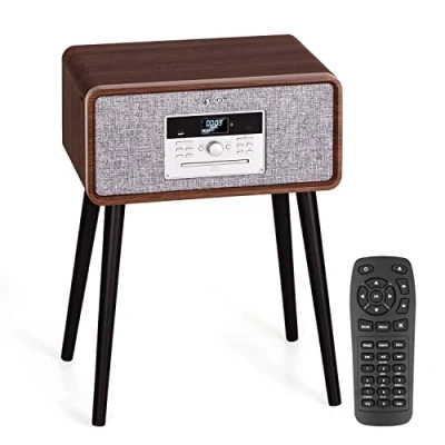Imagen de Auna Tocadiscos de Vinilo Vintage, Incluye Altavoces con Sistema Estéreo, para Musica, Bluetooth, CD &amp; USB, Reproductor Retro, Potente Sonido, Dab+/FM Radio