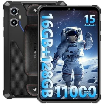Imagen de OUKITEL RT3 Plus Tablet Resistente Android 15, Batería 11000mAh/18W Rugerizada 8 Pulgadas, 16GB+128GB/TF 1TB Rugged Tablets, 16MP+8MP Cámara, NFC/4G Dual SIM/GPS/OTG Azul