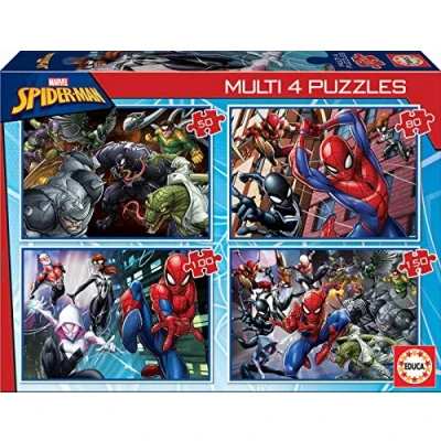 Imagen de Educa Puzzles Spider Man. Set de 4 Infantiles 50 a 150 Piezas. Medida aproximada una Vez montado: 34 x 24 cm. Compuesto por Grandes Piezas Perfectamente acabadas. +5 años (18102)