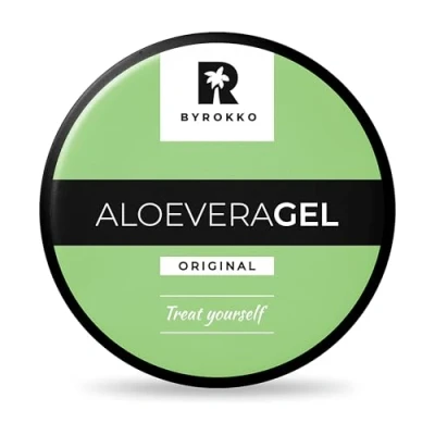 Imagen de BYROKKO gel de aloe vera, loción para después del sol, refrescante absorción rápida, hidrata intensamente, regenera y previene la exfoliación, cuidado natural sol (215 ml)