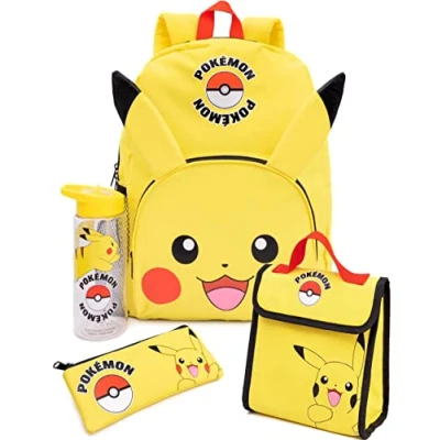 Imagen de Pokémon Pikachu Mochila Set Niños 4 Piece Almuerzo Juego De Botellas Agua