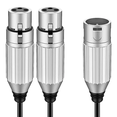 Imagen de J&amp;D Cable de XLR Macho a Doble Hembra, Equilibrado 3 Pin PVC Shelled Hembra Divisor Adaptador para Altavoz AMP Mezclador Mic Limitador, 0,48 m