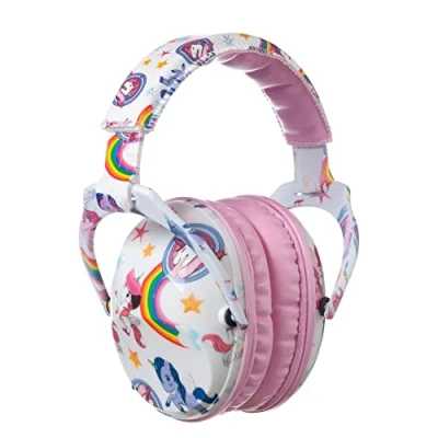 Imagen de PROTEAR SNR 28 dB Protectores auditivos para niños con sensibilidad al ruido bajo fuegos artificiales, viajes, eventos deportivos y entornos ruidosos（Pink,Unicorn）