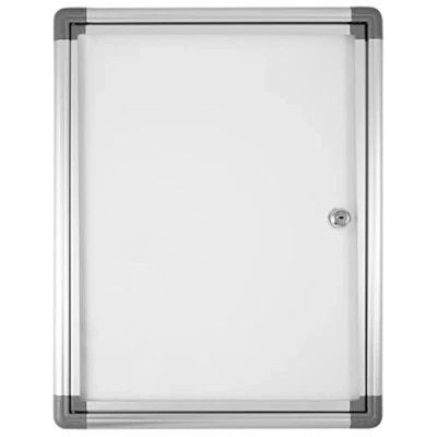 Imagen de Danieli Store Tablón de anuncios con cerradura para 2 folios A4 Tablones magnéticos aluminio pared, puerta abatible metacrilato