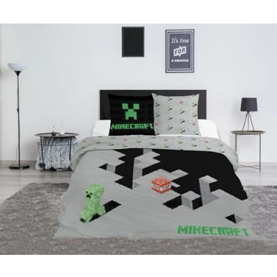 Imagen de Juego de cama doble Minecraft para 2 personas, funda nórdica reversible 240 x 220 cm y fundas almohada 65 cm, polialgodón