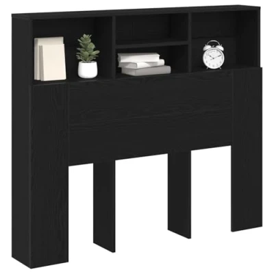 Imagen de vidaXL Cabecero Armario Madera ingeniería Roble Negro 120x19x103,5cm