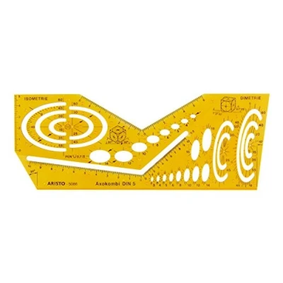 Imagen de Plantilla Aristo AR5086 Axokombi 1 (dibujo de representaciones espaciales en perspectiva dimétrica e isométrica, plástico) naranja transparente