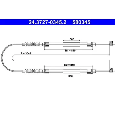 Imagen de ATE 24.3727 0345.2 Cable de Freno Mano 3045 FIAT: Ducato II Furgón, Bus, I Camión plataforma/Chasis