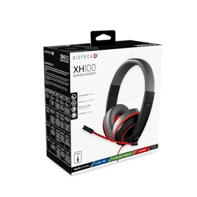 Imagen de Gioteck XH100 S Cascos Gaming, Cable Audio Jack 3,5 mm, Control de Sonido, Driver 40 con Microfono para PS4, Xbox One, Nintendo Switch y PC (Rojo Negro)