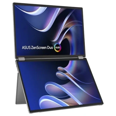Imagen de ASUS ZenScreen Duo OLED MQ149CD Monitor portátil Plegable de 360, Doble Pantalla 14 Pulgadas, 16:10, 1920x1200 FHD, DisplayHDR 400, 100% DCI P3, Delta