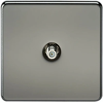 Imagen de Knightsbridge SF0150BN Salida satélite sin Tornillos de 1 Banda (no aislada), 230 V, Níquel Negro, Screwless 1G Sat TV Outlet (Non Isolated) Black Nickel
