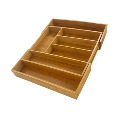 Imagen de organizador de cubiertos bambú, extraíble como cocina, cajón 47 x 43 6,3 cm, color natural