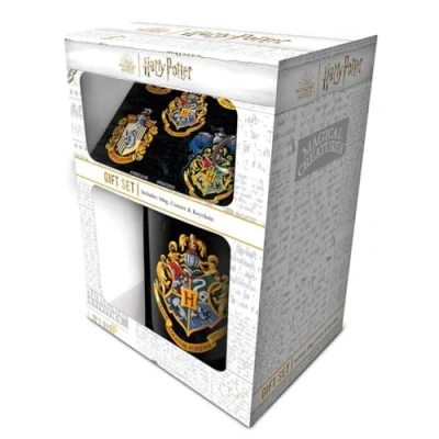 Imagen de Pyramid International Juego de regalo Harry Potter con escudo colorido Incluye taza 312 ml, posavasos y llavero, ideal para los fans del mundo mágico Talla única