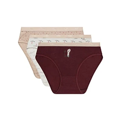 Imagen de Dim Les Pockets Coton Slip X3, Braga Mujer, Multicolor (Light Rose/White/Burgundy), 36