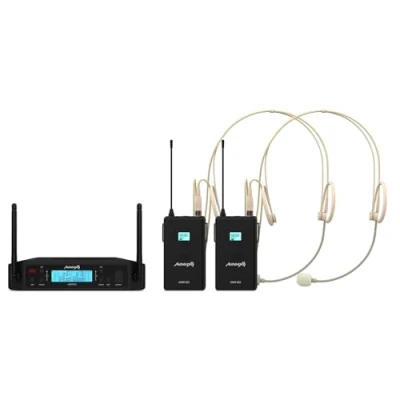 Imagen de Audibax AWM 203 Sistema Inalámbrico Micrófono Diadema Profesional 2 Canales UHF Conector Mini XLR Aplicaciones y Eventos en Vivo Sonido