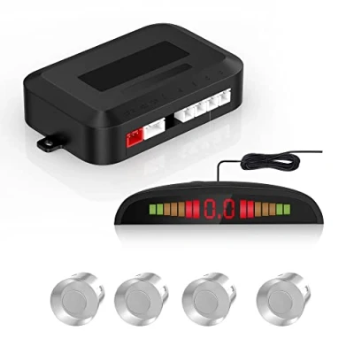 Imagen de Cocar Coche Auto Vehículo Visual Reserva Radar Sistema con 4 Estacionamiento Sensores + Distancia Info Vídeo Salida Sonido Advertencia (Plata Color)