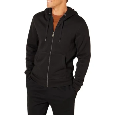 Imagen de Amazon Essentials Chaqueta de felpa con cremallera completa (disponible en tallas grandes y largos especiales) Hombre, Negro, 5XL Grande