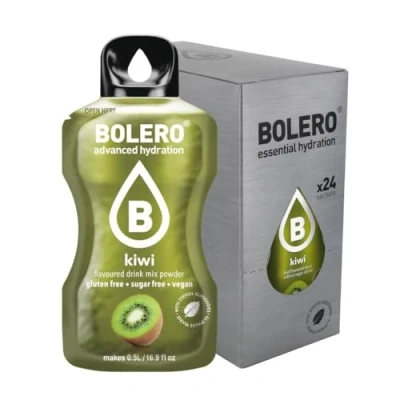 Imagen de Bolero Drink 24 Bolsitas 3 gr gramos Palos Frutas Preparado Polvo Soluble para Bebidas Frescas en Agua Producto, 72 Edulcorado con Stevia (Kiwi)
