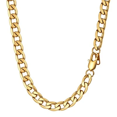Imagen de PROSTEEL Gargantilla Oro Baño Cubano Collar de Hombre 51cm Cadenas 9mm Acero Inoxidable Mujer