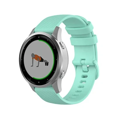 Imagen de Wownadu Correa Quick Release 18mm Compatible para Garmin Vivoactive 4S/ Vivomove 3S/ Venu 2S, Correas Verde azulado Recambio Sport Silicona Pulsera Forerunner 255S/ 255S Music/ 265S
