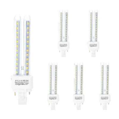 Imagen de Aigostar Pack de 5 Bombillas LED PLC 2U, tubo 11W Maiz G24d 3, 2 Pines, Luz fría 6500K, 1070Lm, No regulable