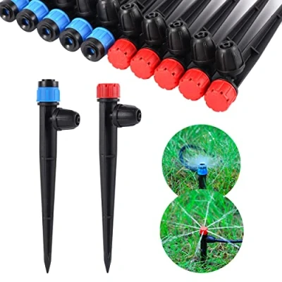 Imagen de Emisor de riego por goteo con gotas flujo agua ajustables 360 grados para mangueras 1/4 pulgadas (50 unidades colores x 25 pulverizadores gotas)