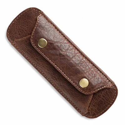 Imagen de LEABAGS Almohadilla de Hombro Cuero búfalo Genuino Aspecto Vintage Correa para Bolsas con Superficie Antideslizante 18x6cm Canela