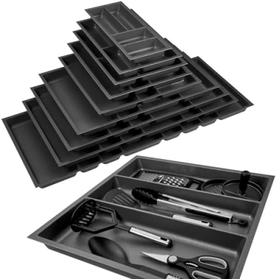 Imagen de ORGA BOX 3 Inserto multifuncional fondo: 473 x ancho: 491 mm antracita con estructura de lona para cajones 60 cm p.ej. en cocinas Nobilia a partir del 08.2012.