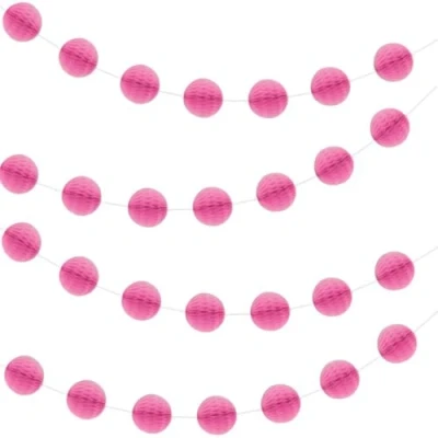 Imagen de Unique Guirnalda con bolas en forma de panal, Color rosa oscuro, 210 cm (63376)