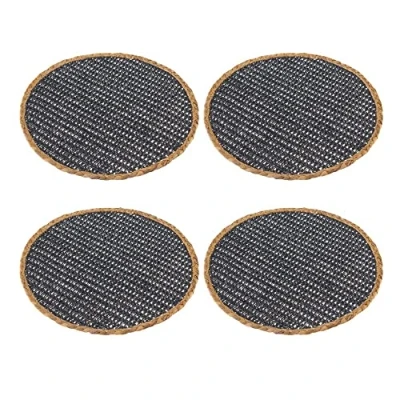 Imagen de LOLAhome Juego de 4 salvamanteles Redondos Negros Fibra Natural Ø 38 cm