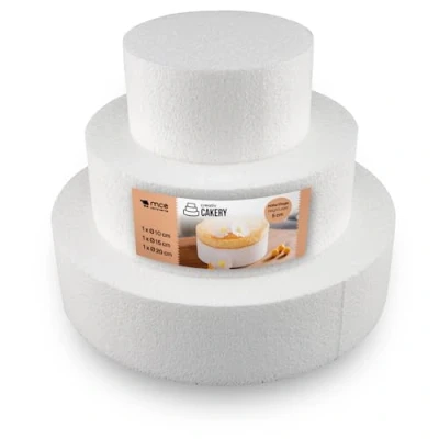 Imagen de A3995993 Juego de Formas Tartas poliestireno 3 Pisos, Altura 5 cm, 10 15 20 Blanco, x cm