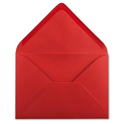 Imagen de 25 sobres DIN C6 sin ventana, color rojo, 11,4 x 16,2 cm, 120 g/m², para invitaciones de boda, día la madre, Navidad Glüxx Agent