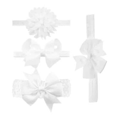 Imagen de 4 Piezas de Diademas Infantiles, con Lazo Cola Golondrina, elásticas elásticas, y para bebé, Florales, Bautizo bebé