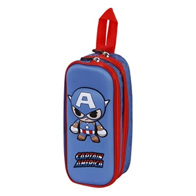 Imagen de Marvel Estuche Portatodo 3D Doble, 22 x 9.5 cm, Azul C. América