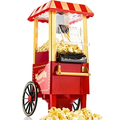 Imagen de Gadgy Máquina de Palomitas PopCorn Machine Clásica y Rápida Hacer Aire Caliente, Sin Aceite ni Grasa Incluye Vaso Medidor Tapa Superior Abatible Acabado Rojo Retro