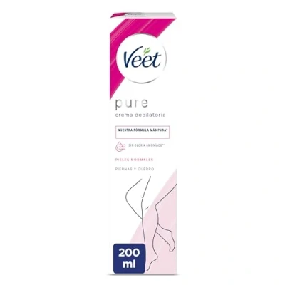 Imagen de Veet Pure Crema Depilatoria Corporal Para Mujer, Suavidad Duradera, Pieles Normales, 200ml