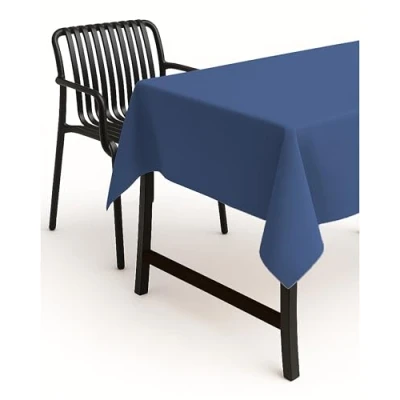 Imagen de TextilDepot24 Mantel para mesa de jardín, imitación lino, antimanchas, repele el agua, no necesita planchado, azul, 130 x cm