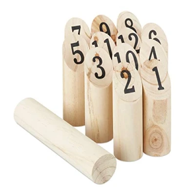 Imagen de Relaxdays, 5 x cm Bolos Kubb, Juego Vikingo de Exterior, Madera Pino, Beige, Adultos Unisex, 22