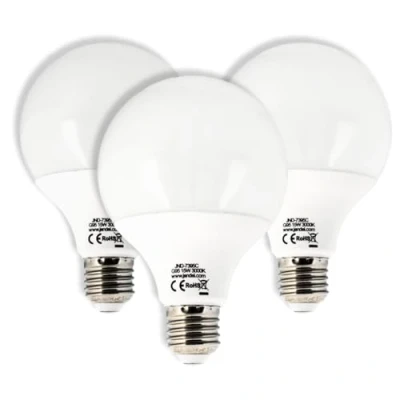 Imagen de Jandei Pack de 3 x Bombillas LED Globo, G95 Rosca E27, 15W (equivalente a 100W) Luz Blanca Cálida 3000K, Perfectos para Salón, Restaurante, Escalera, Taller, Garaje, Obra, Nave, Navidad.
